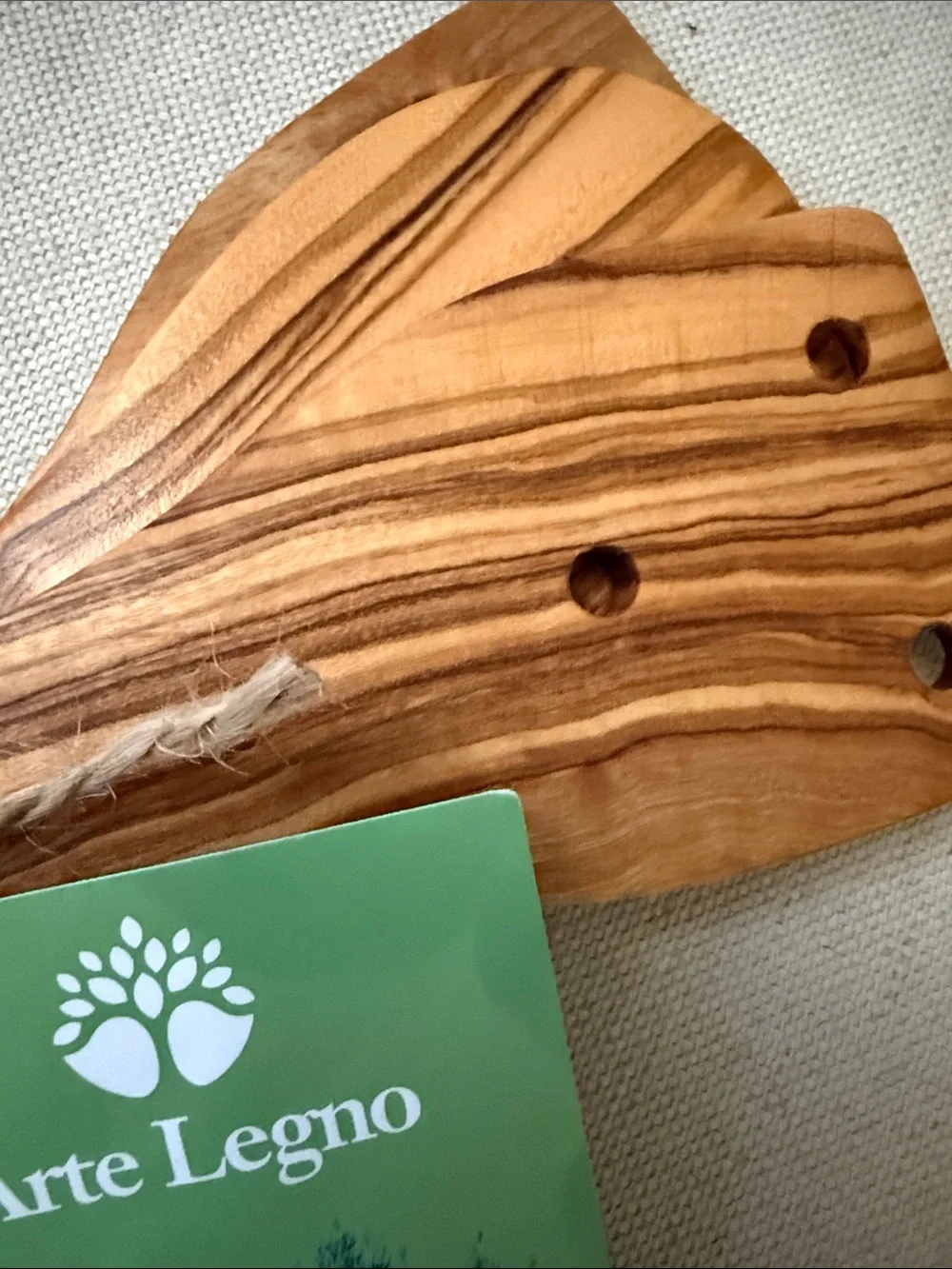 NWT Set-of-3 7” Olive Wood Utensils by Arte Legno, Italy, each piece unique